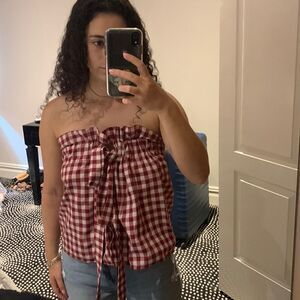 Strapless plaid summer top